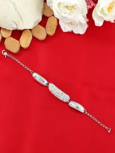 UNIVERSITY TRENDZ Women American Diamond Antique Silver-Plated Link Bracelet
