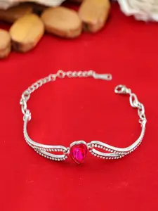 UNIVERSITY TRENDZ Women Silver-Plated Crystals-Studded Link Bracelet