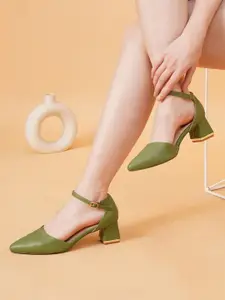 Sherrif Shoes Round Toe Block Heeled Pumps