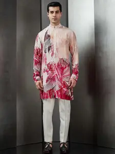 Rohit Gandhi + Rahul Khanna Floral Printed Mandarin Collar Long Sleeves Kurta