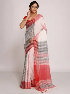 WoodenTant Checked Pure Cotton Saree