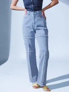 STREET 9 Women Smart Straight Fit High-Rise Slash Knee Jeans