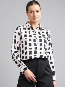 Style Quotient Gingham Checked Spread Collar Casual Shirt