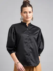 Style Quotient Smart Fit Mandarin Collar Satin Casual Shirt
