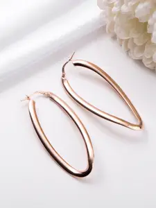 Zavya 925 Pure Sterling Silver Rose Gold-Plated Contemporary Hoop Earrings