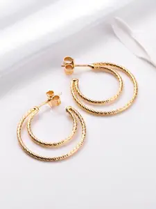 Zavya Gold-Plated 925 Pure Sterling Silver Contemporary Hoop Earrings