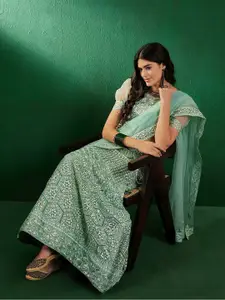 Sangria Embroidered Sequined Net Semi-Stitched Lehenga Choli With Dupatta