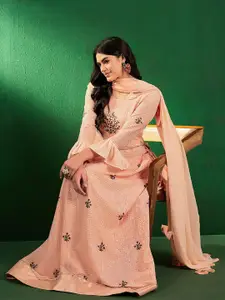 Sangria Embroidered Sequinned Semi Stitched Lehenga Choli With Dupatta