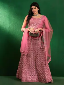Sangria Sequen Embroidered Semi-Stitched Lehenga Choli