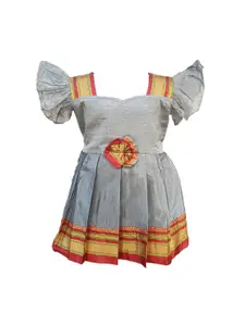 BAESD Girls Sweetheart Neck Cotton Fit & Flare Maxi Ethnic Dress