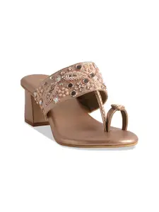 ERIDANI Embellished Open Toe Block Heels