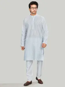 Authentics Men Checked Thread Work Pathani Kurta
