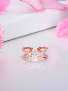Zavya Rose Gold-Plated CZ-Studded Finger Ring