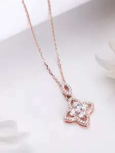 Zavya Rose Gold-Plated 925 Sterling Silver Cubic Zirconia Necklace