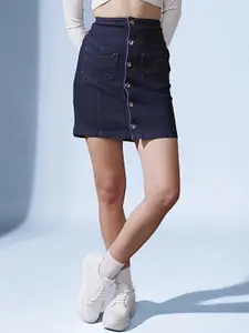 STREET 9 Denim Straight Mini Skirt