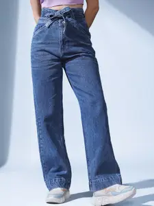 STREET 9 Women Blue Smart Straight Fit High-Rise Clean Look Jeans