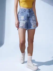 STREET 9 Women High-Rise Denim Denim Shorts