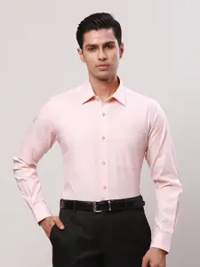 Raymond Contemporary Fit Self Design Spread Collar Cotton Formal Shirt