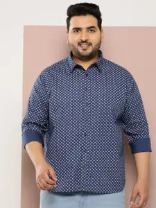 Sztori Men Plus Size Geometric Printed Pure Cotton Casual Shirt