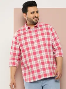 Sztori Men Plus Size Checked Pure Cotton Casual Shirt