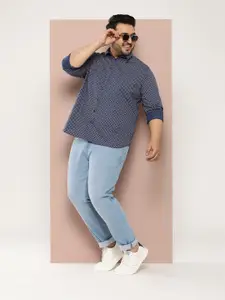 Sztori Men Plus Size Micro Ditsy Printed Pure Cotton Casual Shirt
