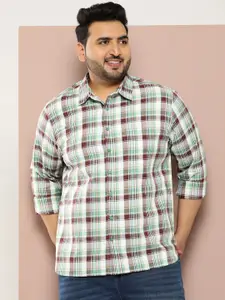 Sztori Men Plus Size Checked Pure Cotton Casual Shirt