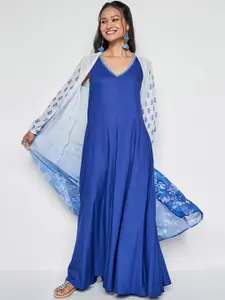 Global Desi Printed Fit & Flared Maxi Dress
