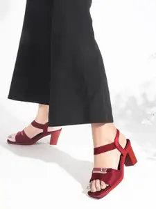 JM Looks Printed Block Sandals with Bows