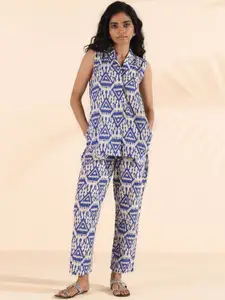 trueBrowns Malang Printed Pure Cotton Top With Trousers Co-Ords