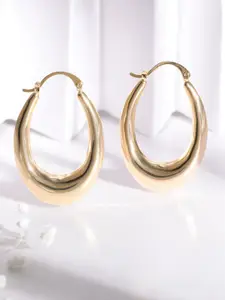 Rubans Voguish Stainless Steel 18KT Gold Plated Waterproof Tarnish-Free Hoop Earrings