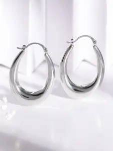 Rubans Voguish Stainless Steel Rhoduim Plated Waterproof Tarnish-Free Hoop Earrings