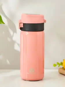 Home Centre Pink & Black Stainless Steel Double Wall Vacuum Flask Water Bottle 420 ml