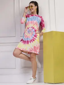 Get Glamr Tie and Dyed Round Neck T-shirt Dress