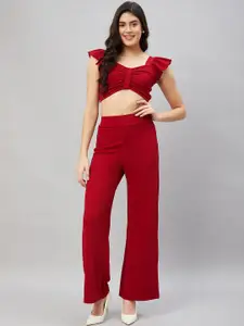 Orchid Hues Sweetheart Neck Top With Trousers
