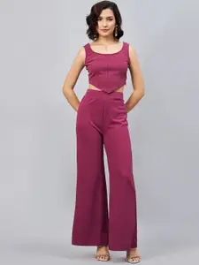 Orchid Hues Sleeveless Crop Top With Trousers