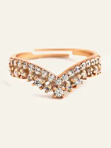 Mabel 925 Sterling Silver Rose Gold Plated Tiara Adjustable Ring