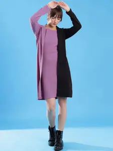 Selvia Sleeveless Sheath Dress With Colourblocked Blazer