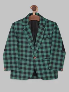 BAESD Boys Tailored Fit Checked Single Breasted Blazer