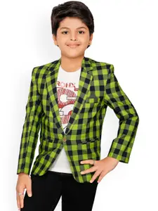 BAESD Boys Tailored Fit Checked Single Breasted Blazer