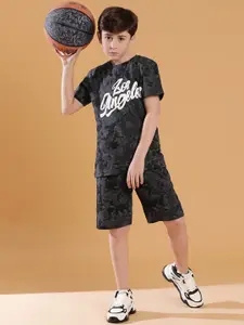 Lil Tomatoes Boys Typography Printed T-Shirt With Shorts