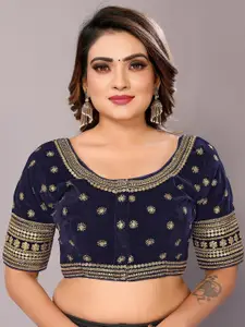 AVANSHEE Embroidered Velvet Saree Blouse