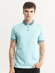 Snitch Blue Polo Collar Slim Fit T-shirt