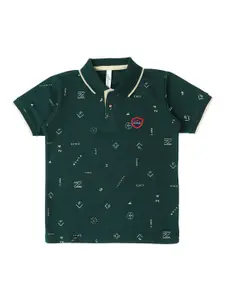 earth conscious Boys Conversational Printed Polo Collar Cotton T-Shirt