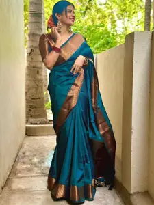 bansari textiles Ethnic Woven Design Zari Pure Silk Kanjeevaram Saree
