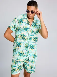 PURPLEMANGO THE FRUIT OF FASHION Tropical Printed Pure Cotton Slim Fit Shirt & Shorts