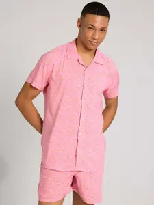 PURPLEMANGO THE FRUIT OF FASHION Abstract Printed Pure Cotton Slim Fit Shirt & Shorts