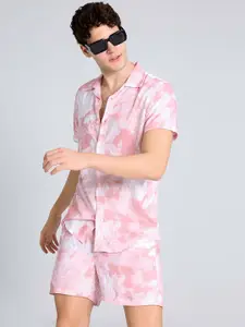 PURPLEMANGO THE FRUIT OF FASHION Abstract Printed Pure Cotton Slim Fit Shirt & Shorts