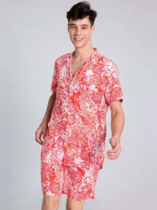 PURPLEMANGO THE FRUIT OF FASHION Printed Pure Cotton Slim Fit Shirt & Shorts