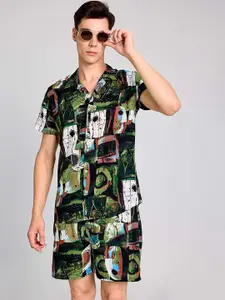 PURPLEMANGO THE FRUIT OF FASHION Printed Pure Cotton Slim Fit Shirt & Shorts Co-Ords