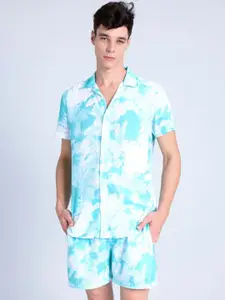 PURPLEMANGO THE FRUIT OF FASHION Tie and Dyed Pure Cotton Slim Fit Shirt & Shorts Co-Ords